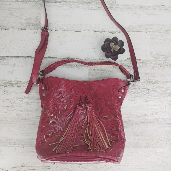 Patricia Nash Magenta Leather Embossed Crossboday